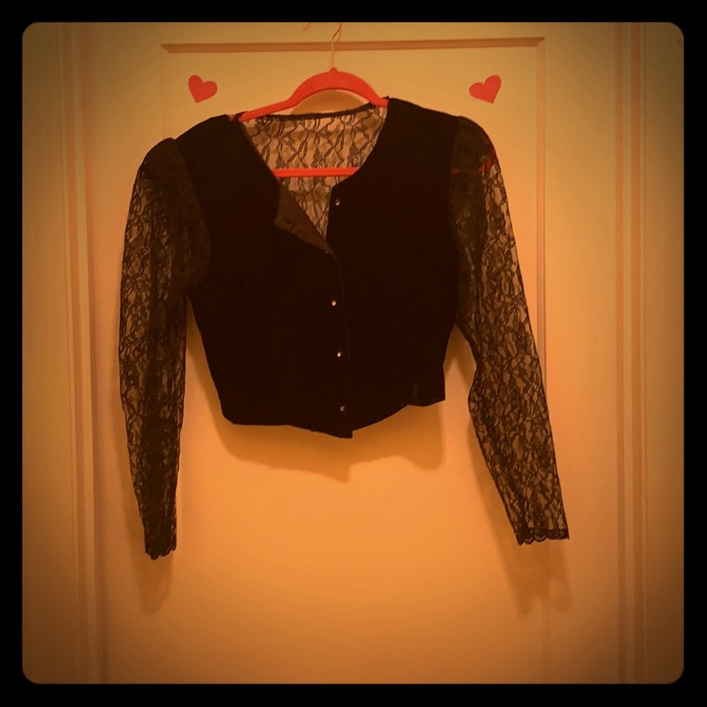 Black velvet and lace vintage shirt